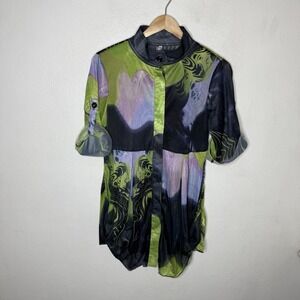New‎ Lindi Aria Wave Tunic Top Purple Green Art To Wear Women's Small